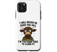 Umorismo divertente sulla mucca delle Highland stanchi sulla collina Custodia per iPhone 11 Pro Max