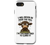 Umorismo divertente sulla mucca delle Highland stanchi sulla collina Custodia per iPhone SE (2020) / 7/8