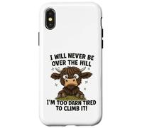 Umorismo divertente sulla mucca delle Highland stanchi sulla collina Custodia per iPhone X/XS