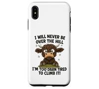 Umorismo divertente sulla mucca delle Highland stanchi sulla collina Custodia per iPhone XS Max