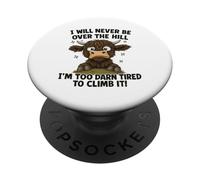 Umorismo divertente sulla mucca delle Highland stanchi sulla collina PopSockets PopGrip Adesivo