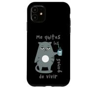 Umorismo gatto tazza caffè cattivo umore sguardo regalo fratello gattino Custodia per iPhone 11