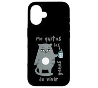 Umorismo gatto tazza caffè cattivo umore sguardo regalo fratello gattino Custodia per iPhone 16