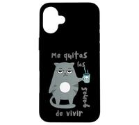Umorismo gatto tazza caffè cattivo umore sguardo regalo fratello gattino Custodia per iPhone 16 Plus