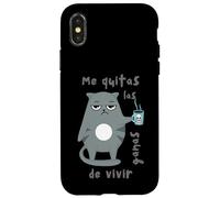 Umorismo gatto tazza caffè cattivo umore sguardo regalo fratello gattino Custodia per iPhone X/XS