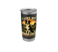 Umorismo introverso Mi piace il mio Border Collie e 3 Persone Bicchiere termico in acciaio inox doppia parete