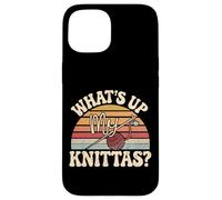 Umorismo Maglia Donne "What’s Up My Knittas?" Design Custodia per iPhone 15