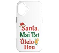 Umorismo natalizio hawaiano Santa Mai Tai Fun Aloha Xmas Custodia per iPhone 16