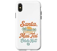 Umorismo natalizio hawaiano Santa Mai Tai Fun Aloha Xmas Custodia per iPhone X/XS