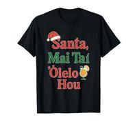 Umorismo Natalizio Hawaiano Santa Mai Tai Fun Aloha Xmas Maglietta