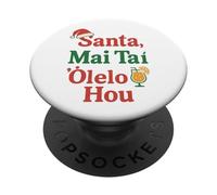 Umorismo natalizio hawaiano Santa Mai Tai Fun Aloha Xmas PopSockets PopGrip Adesivo