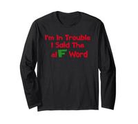Umorismo Natalizio I'm in Trouble Said The Elf Word Maglia a Manica