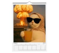 Umorismo Nero Calendario Gatti 2026 | 28*21.5 Cm Calendario Tutto Ok | Agenda 12 M-esis Con Disegno Di Gatto Satirico | per Lezioni Di Fitness, Cameretta Dei Bambini, Soggiorno, Frigorifero, Ufficio