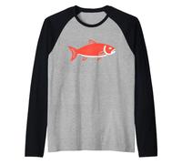 Umorismo Salmoni Carino Semplice pesciolino Salmone Maglia con Maniche Raglan