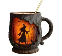 umoristica in stile falò con corteccia di albero dettagliata | Caffè e da tè con motivo a fuoco streghe per compleanni, colleghi di ufficio, regali per insegnanti, amici,