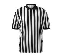 Umpire - Camicia da arbitro da uomo, a righe, colletto rovesciato, per basket, calcio, arbitro, bianco e nero, O bianco., L