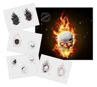 UMR-Design AS-326 Flames Skull Sagoma per aerografo Step by Step Size XL