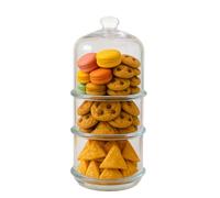 UMS Barattolo impilabile in vetro a 3 livelli, barattoli trasparenti con coperchio, contenitore per alimenti, caramelle, biscotti, cucina e bagno, barattoli in vetro per dispensa