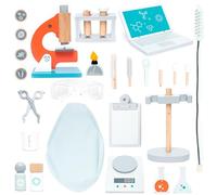 UMU® Set Laboratorio Scientifico in Legno per Bambini con Microscopio, Provette e Molto Altro, Giocattolo Medico per il Gioco di Ruolo, Set da 29 Pezzi per Bambini di 3, 4, 5 Anni
