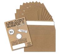 UmWelt by GUSTAV NEUSER - 25 buste per lettere, stile vintage, formato DIN B6, 125 x 178 mm, carta kraft da 120 g/m² riciclata, con chiusura adesiva, colore: marrone