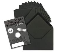 UmWelt by GUSTAV NEUSER - 50 buste per lettere, stile vintage, formato DIN B6, 125 x 178 mm, carta Kraft da 120 g/m², con lembo a punta riciclata, colore: nero