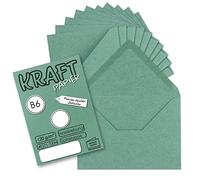 UmWelt by GUSTAV NEUSER - 50 buste per lettere, stile vintage, formato DIN B6, 125 x 178 mm, carta kraft da 120 g/m² riciclata, con lembo a punta da inumidire, colore: eucalipto (verde)
