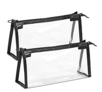 umyeoqoyo 2 astucci trasparenti per esami, astuccio trasparente in PVC con cerniera per l'uso a scuola, ufficio, casa e viaggi, astuccio in plastica, trasparente, No, No