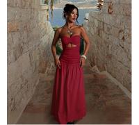 Un abito lungo estivo, un abito da spiaggia sexy e trasparente di un colore unito, adatto per essere indossato come abito lungo per una festa di San Valentino. Matrimonio primavera L,M,S,XSTessuto in