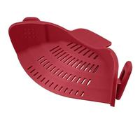 Un accessorio in silicone a clip progettato per ridurre le fuoriuscite durante lo sforzo degli alimenti, fornisce assistenza fisica al contenimento (rosso)