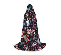 Un adorabile mantello con cappuccio a figura intera per Halloween, con gatto del giorno dei morti, con cappuccio per costumi da festa di Halloween, Natale e cosplay, unisex, per adolescenti, taglia 47