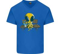 Un Alieno Che Mangia Funghi Magici LSD Uomo V-Neck In Cotone T-Shirt