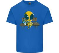 Un Alieno che Mangia Magia Funghi Lsd Uomo Cotone T-Shirt