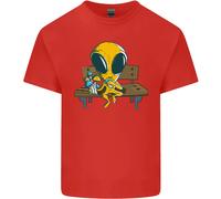 Un Alieno che Mangia Magia Funghi Lsd Uomo Cotone T-Shirt