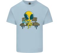 Un Alieno che Mangia Magia Funghi Lsd Uomo Cotone T-Shirt