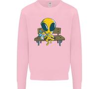 Un Alieno che Mangia Magia Funghi Lsd Uomo Felpa Maglione