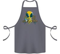 Un Alieno Mangiare Magico Funghi Lsd Cotone Grembiule 100% Biologico