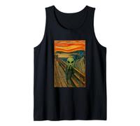 Un Alieno Verde nell'urlo di Edvard Munch UFO Alieno Divertente Canotta