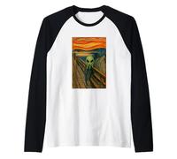 Un Alieno Verde nell'urlo di Edvard Munch UFO Alieno Divertente Maglia con Maniche Raglan