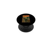 Un alieno verde nell'urlo di Edvard Munch UFO alieno divertente PopSockets PopGrip Adesivo