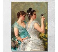 Un Amico Piumato Vittorio Matteo Corcos, vmc2 Quadro Stampato su Tela Fine Art, Intelaiato Pronto da Appendere, Alta qualità, 40x30 cm
