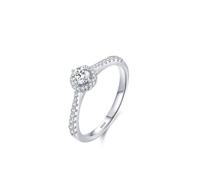 Un anello da matrimonio, anello fantasia da donna, in argento Halo rotondo, con zirconi bianchi e argento 925, 51.5, Argento sterling, zirconia cubica