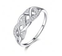 Un Anello Intrecciato In Argento Unico E Di Lusso, Decorato Con Diamanti Bianchi Di Amore Infinito, Regalo Ideale Per Le Donne Nel Giorno Del Matrimonio, Fidanzamento O Anniversario 7,9,6,8,10Argento 