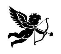 un angelo bambino che rilascia la sagoma di una freccia Adesivi murali 54.6x59.2cm Selezione multicolore Nero