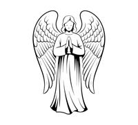 un angelo con le ali è in piedi in preghiera Adesivi murali in vinile 57.6x82.1cm Autoadesivo Nero
