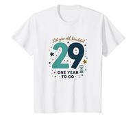 Un Anno Fino al Grande 3-0: Regalo per Il Conto alla rovescia per Il 29° Compleanno Maglietta, Bambini, Bianco, 2 Anni