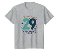 Un Anno Fino al Grande 3-0: Regalo per Il Conto alla rovescia per Il 29° Compleanno Maglietta, Bambini, Grigio Melange, 2 Anni