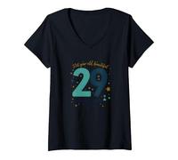 Un Anno Fino al Grande 3-0: Regalo per Il Conto alla rovescia per Il 29° Compleanno Maglietta con Collo a V, Donna, Nero, M