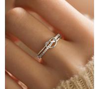 Un Antico Anello In Argento S925 Con Semplice Zircone Cubico Rosa Oro Per Donne E Ragazze,incantevole E Retrò, Elegantemente Annodato E Gioiello Piccolo Per Dichiarazioni D'animo, Regalo Di Gioielli P