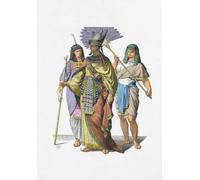 Un antico nobile egiziano e due assistenti maschi in costume contemporaneo. Dopo un'opera del XIX secolo di un artista non identificato. Stampa poster di Ken Welsh (11 x 16)