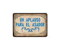 Un Aplauso para El Asador Vintage Metal Tin Sign - Home Decor Bar Man Cave Garage Decor Restaurant Decor Room Decor Vintage Retro Tin Sign Dimensioni: 30 x 20 cm.